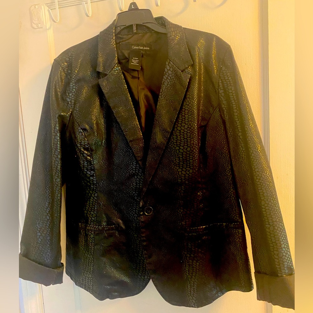 Calvin Klein Jeans- black blazer with snake skin print